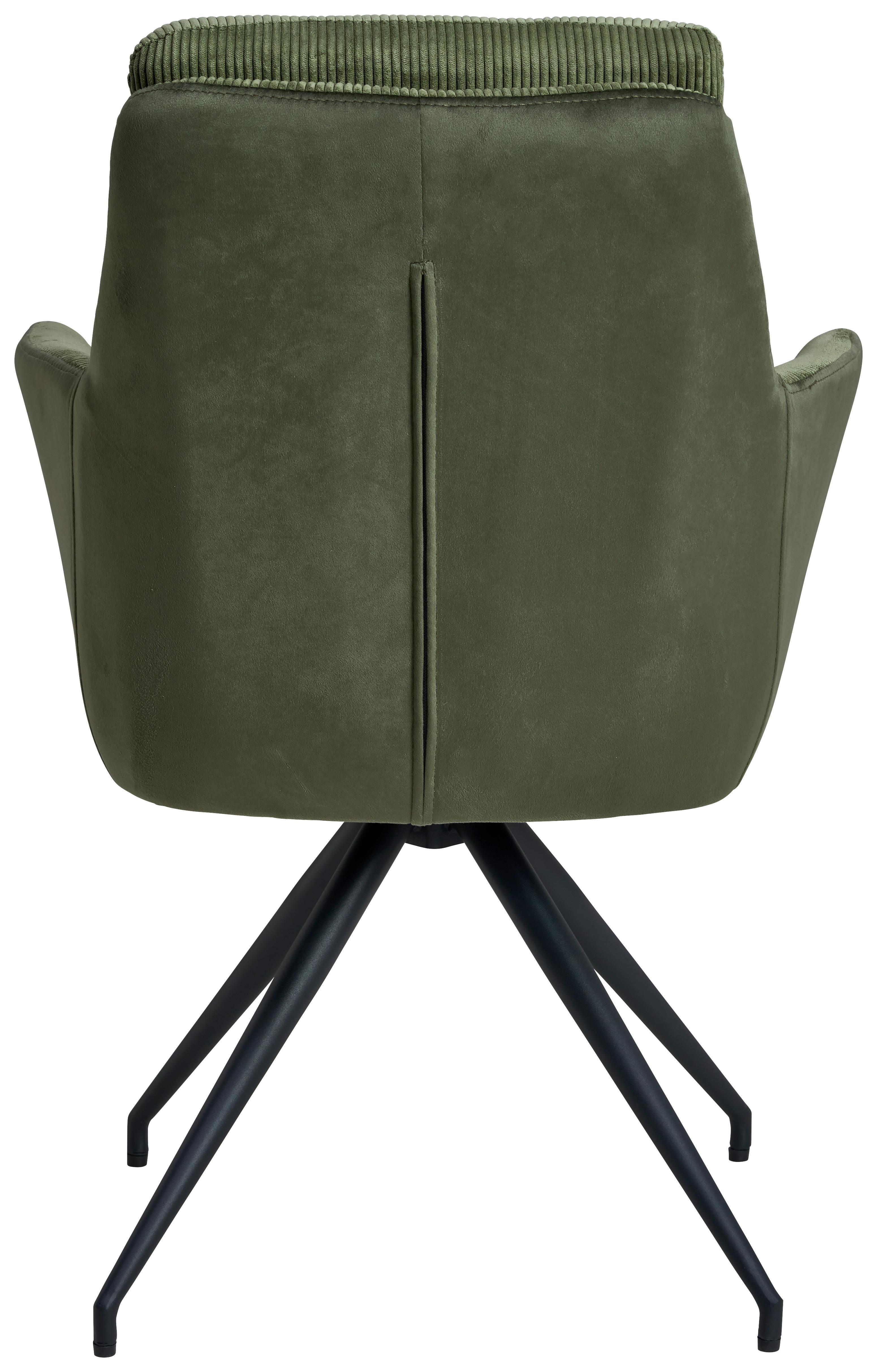 Armlehnstuhl Nizza - Schwarz/Grün, LIFESTYLE, Textil/Metall (60/94/64cm) - MID.YOU