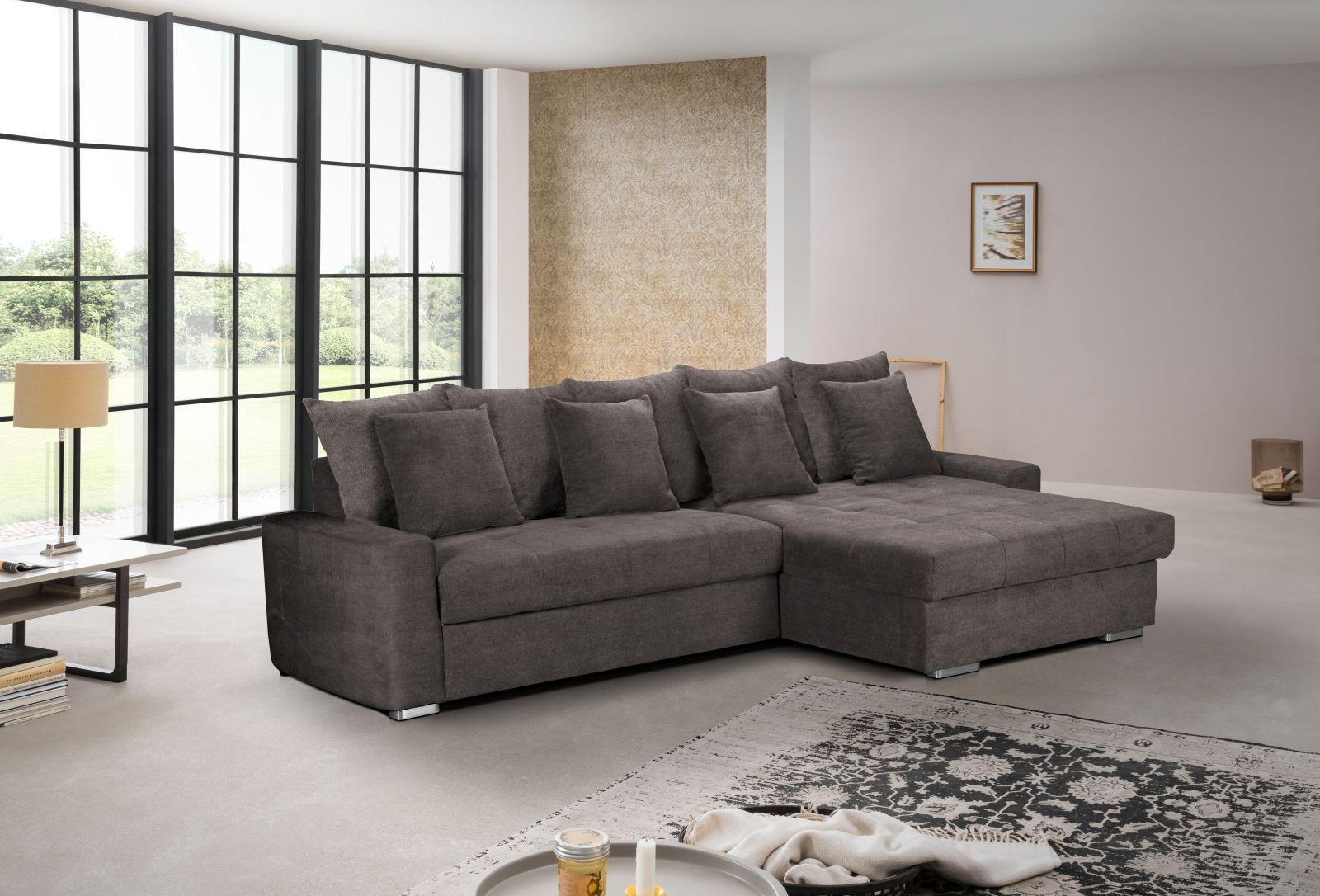 Ecksofa SALVADOR aus Mikrofaser in Braun