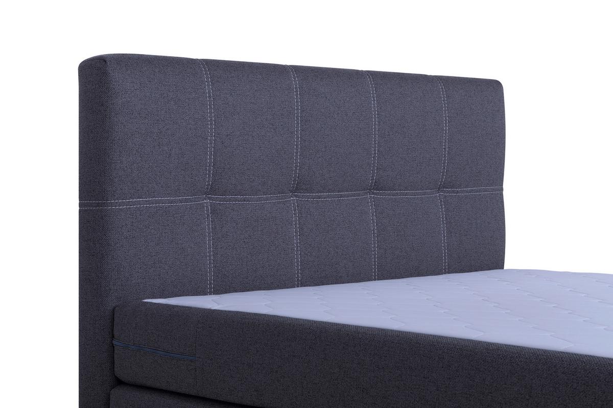 Boxspringbett Royal 140x200 Dunkelgrau - Chromfarben/Dunkelgrau, MODERN, Holzwerkstoff/Textil (140/200cm)