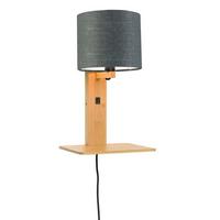 WANDLEUCHTE ANDES/W1/N/1815/DG - Dunkelgrau/Naturfarben, Trend, Holz/Textil (19/24/36cm) - Good & Mojo