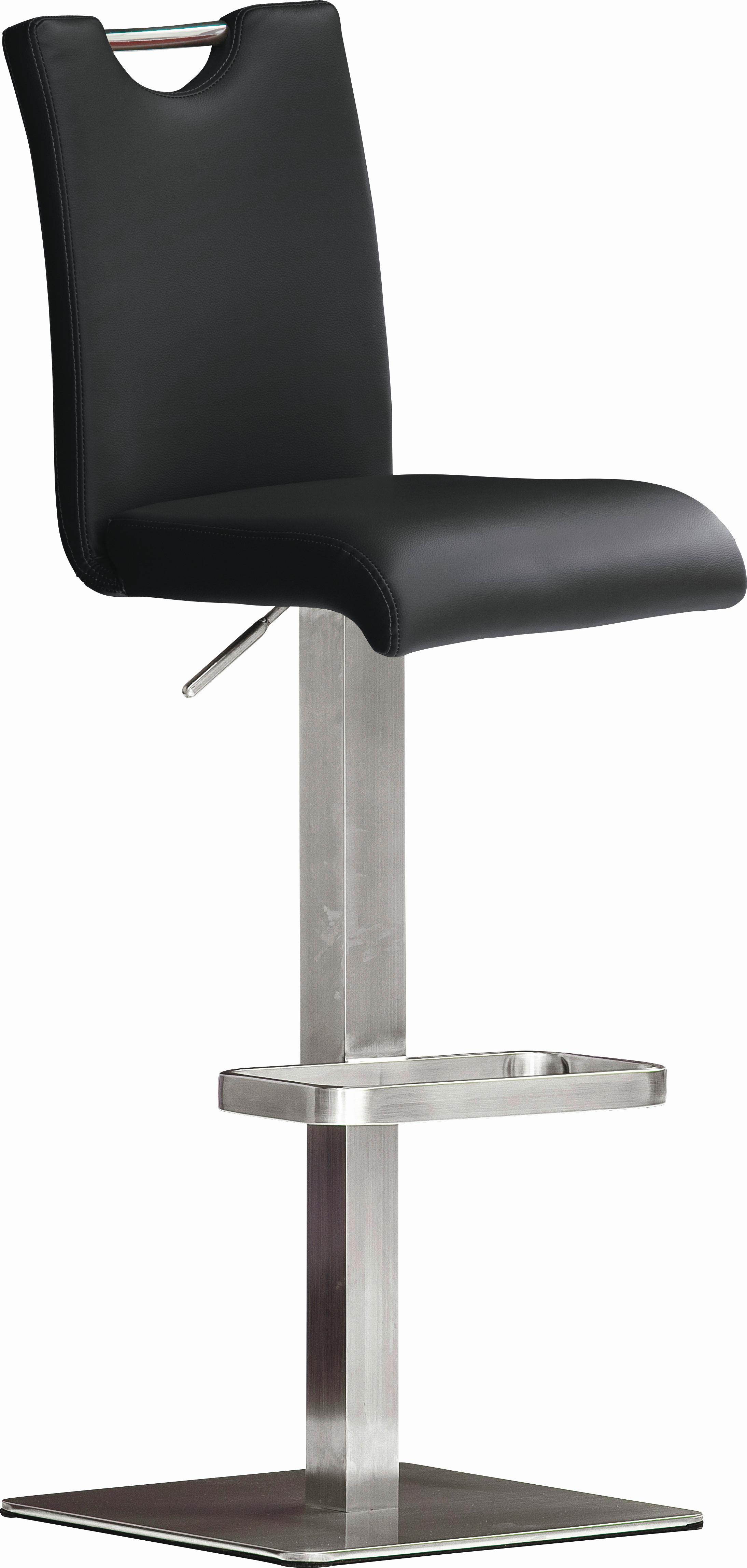 Barhocker Bardo - Edelstahlfarben/Schwarz, Design, Leder/Metall (42/90/50cm) - Livetastic