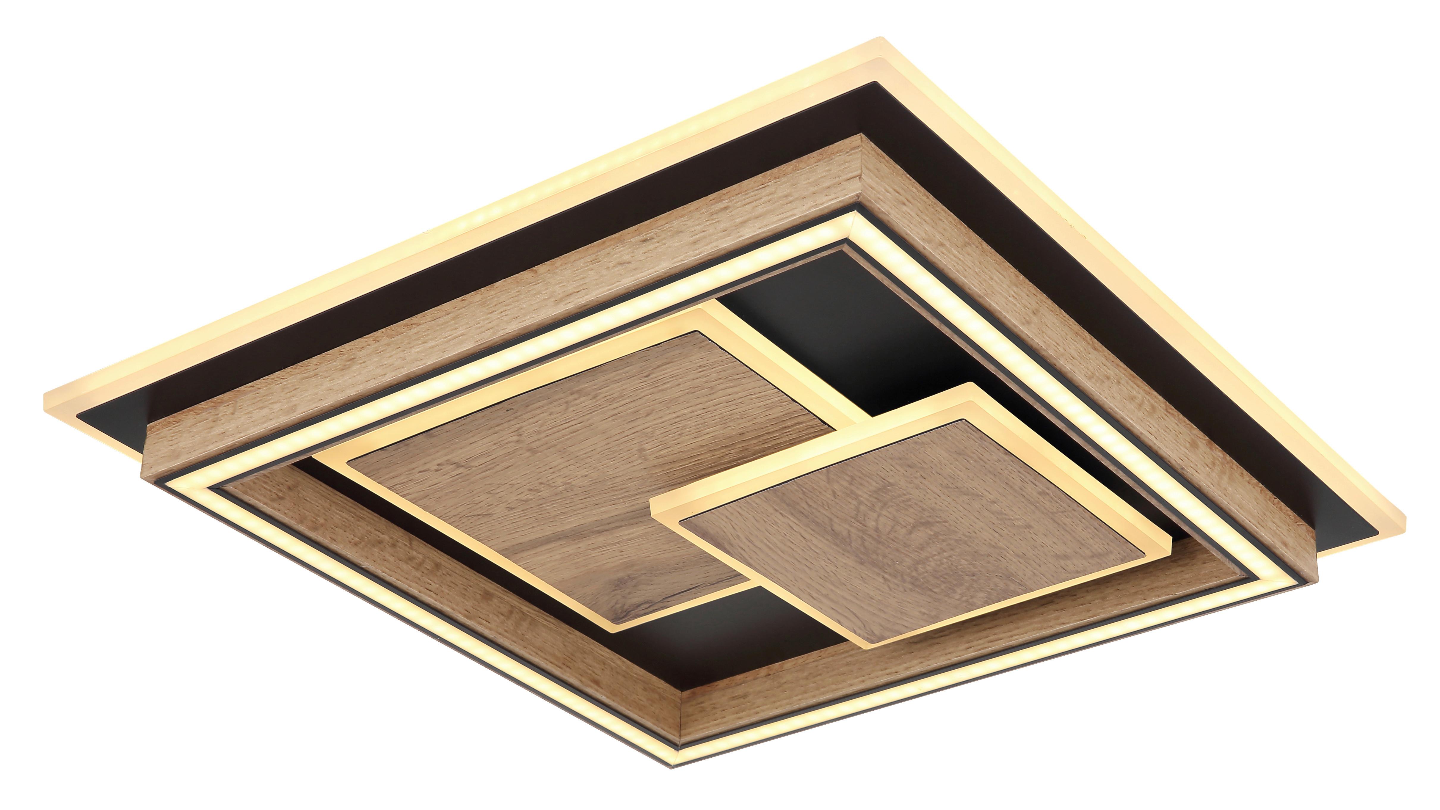 Led-deckenleuchte 67325-32 - Dunkelbraun/Opal, Design, Holzwerkstoff/Kunststoff (41/41/7,6cm) - Globo