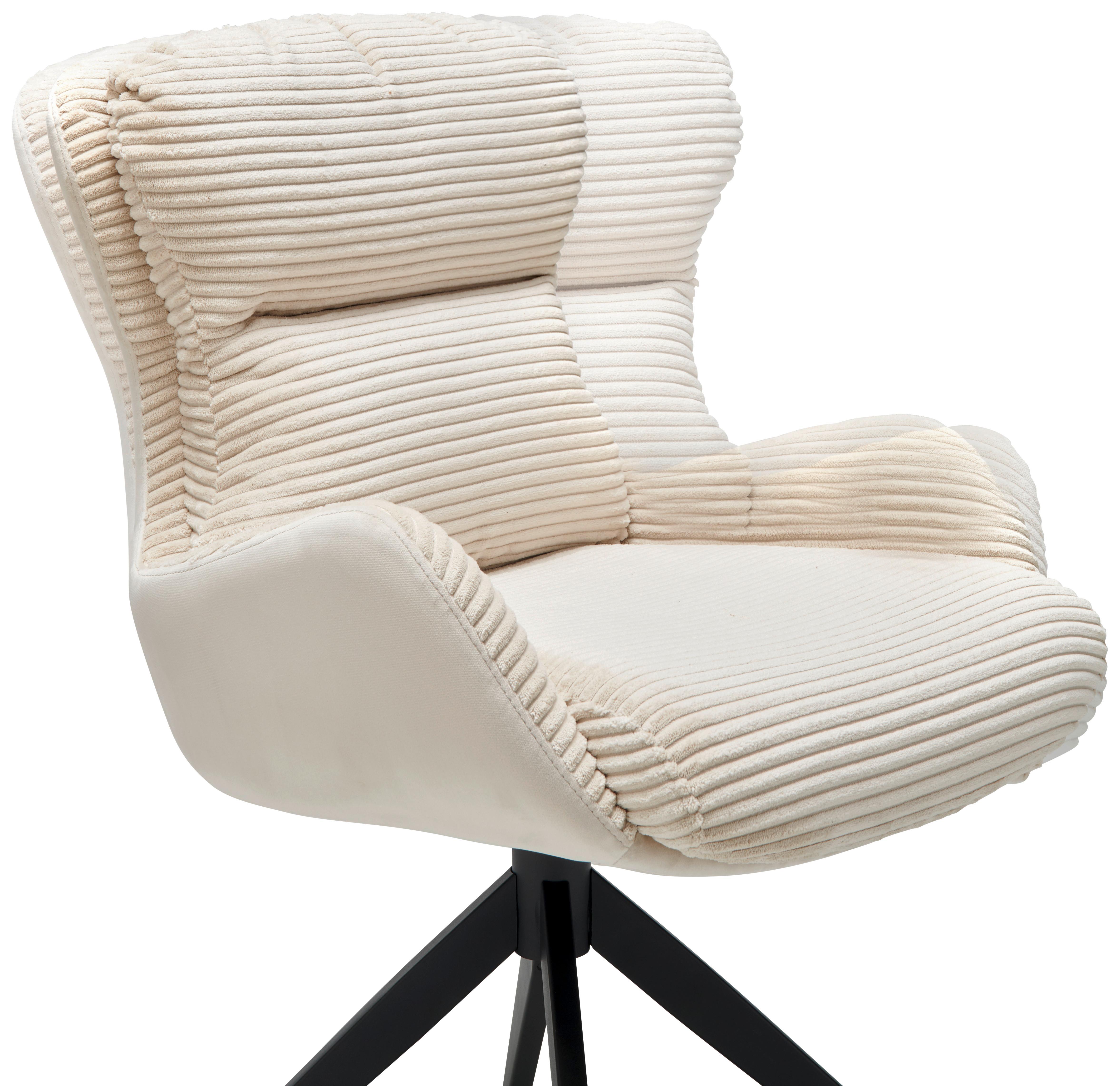 Armlehnstuhl Vanja - Beige/Schwarz, LIFESTYLE, Textil/Metall (58/88/68cm) - MID.YOU