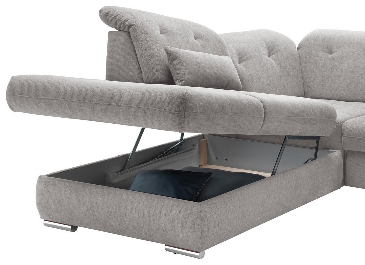 Wohnlandschaft Dalida Grau U: 254x376x195 Cm - Chromfarben/Grau, MODERN, Textil (254/376/195cm) - Livetastic