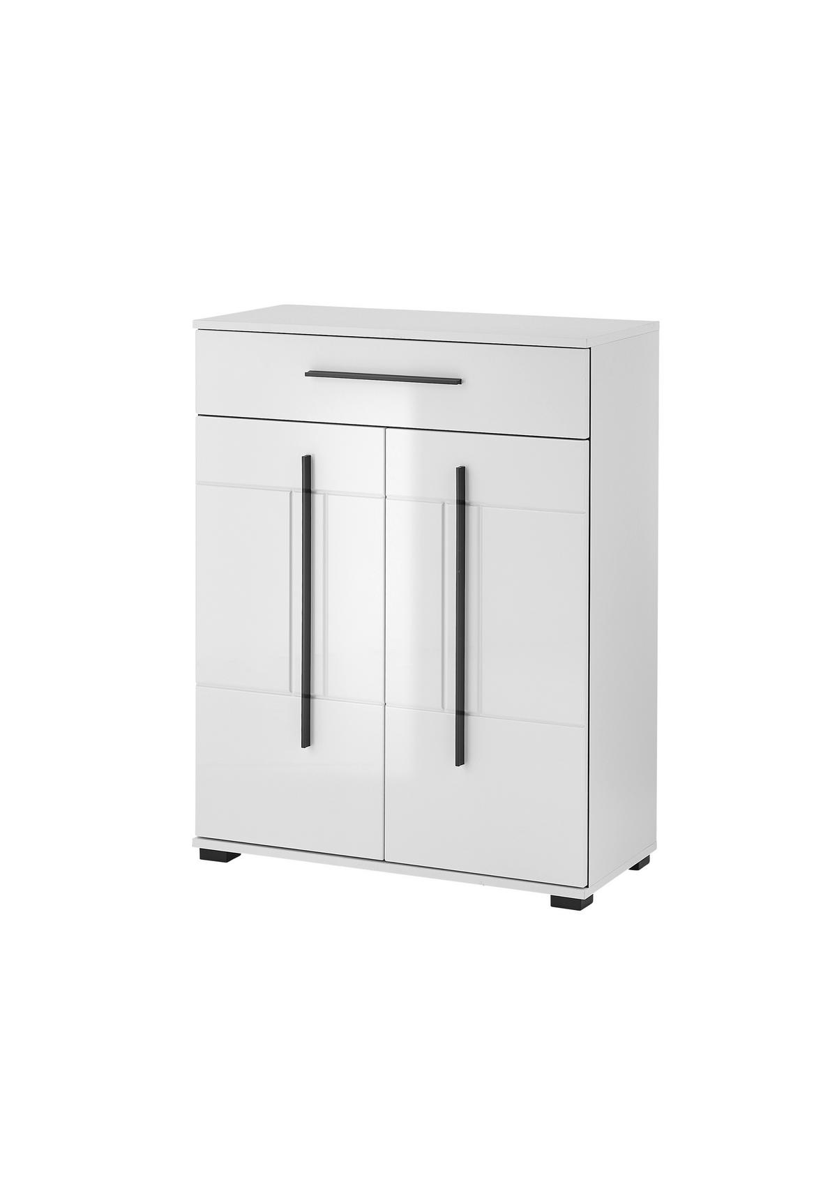 SCHUHSCHRANK Cantara Weiß Hochglanz B: 80cm - Weiß Hochglanz/Schwarz, MODERN, Holzwerkstoff (80/103/39cm) - MID.YOU