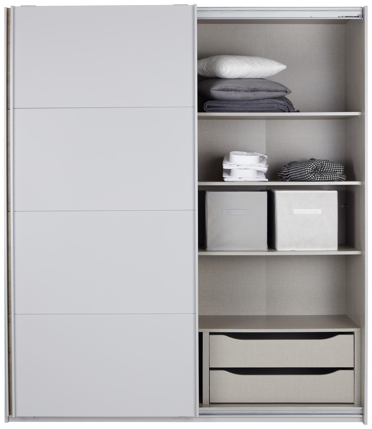 Schwebetürenschrank 226 cm Feldkirch 8, Grau/Eiche Dekor - Eichefarben/Grau, MODERN, Holzwerkstoff (226/210/62cm)