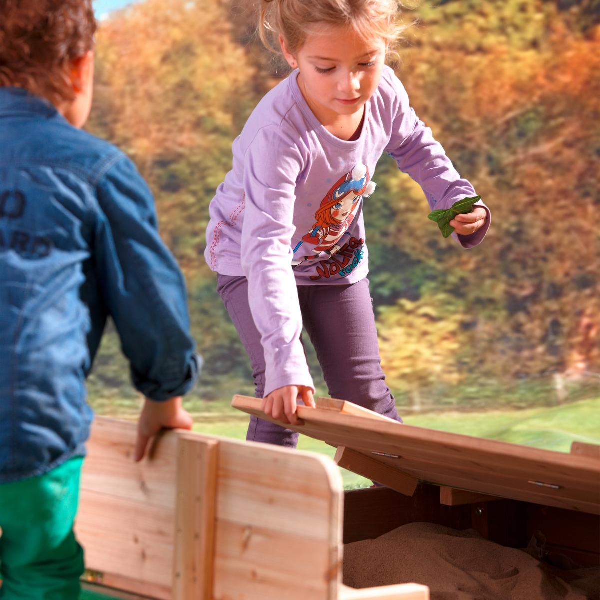 Sandkasten A031.012.00 Ella - Braun/Grün, Basics, Holz (120/120/20cm) - Ambia Garden