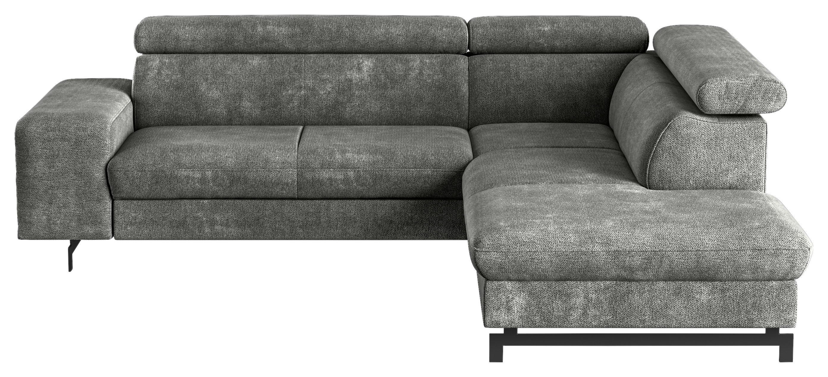Ecksofa Mit Bettkasten Emma Grau 262x215 Cm - Schwarz/Grau, Textil (262/215cm) - MID.YOU