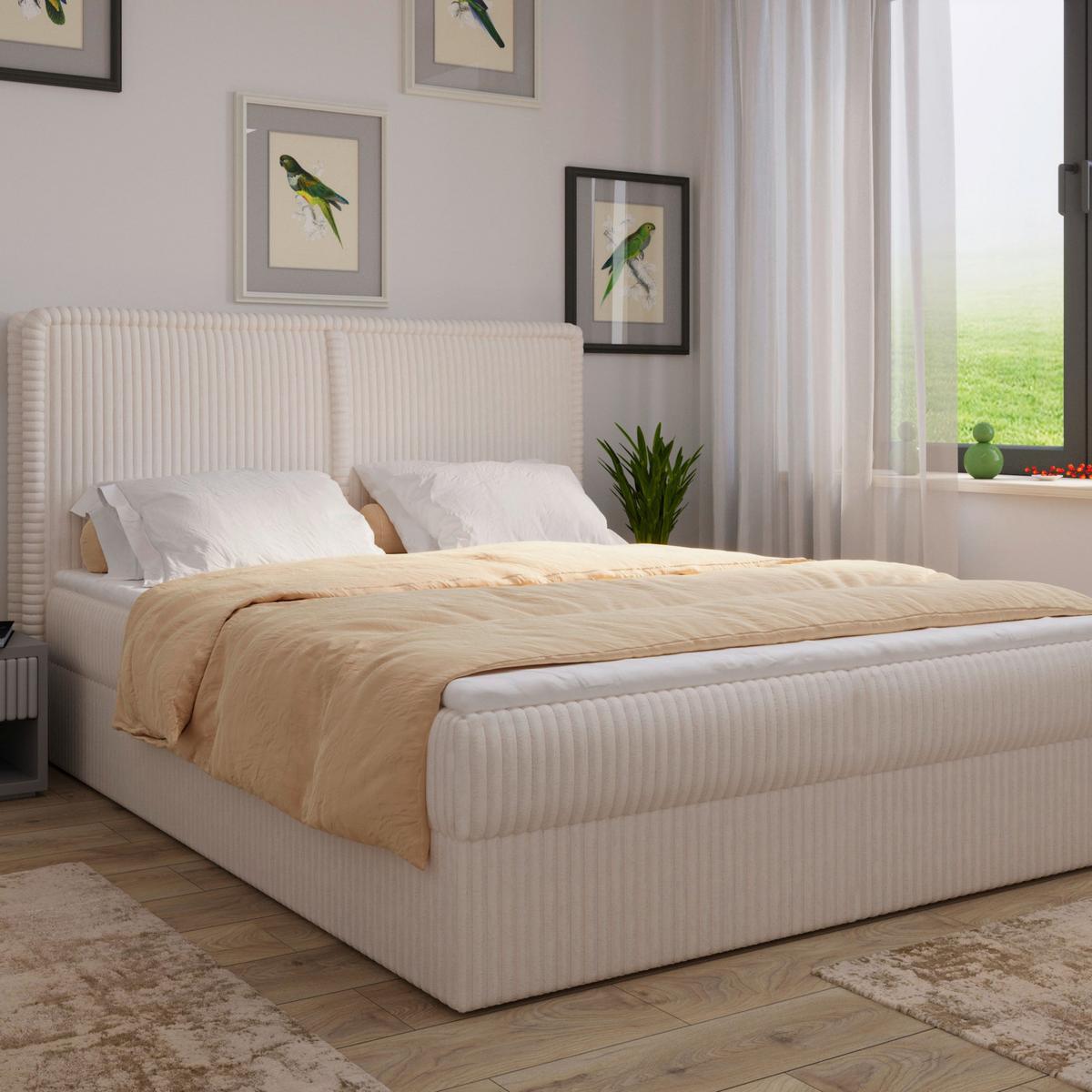 Boxbett Barcelona Lf: 180x200 Beige - Beige/Schwarz, MODERN, Holz/Kunststoff (180/200cm) - MID.YOU