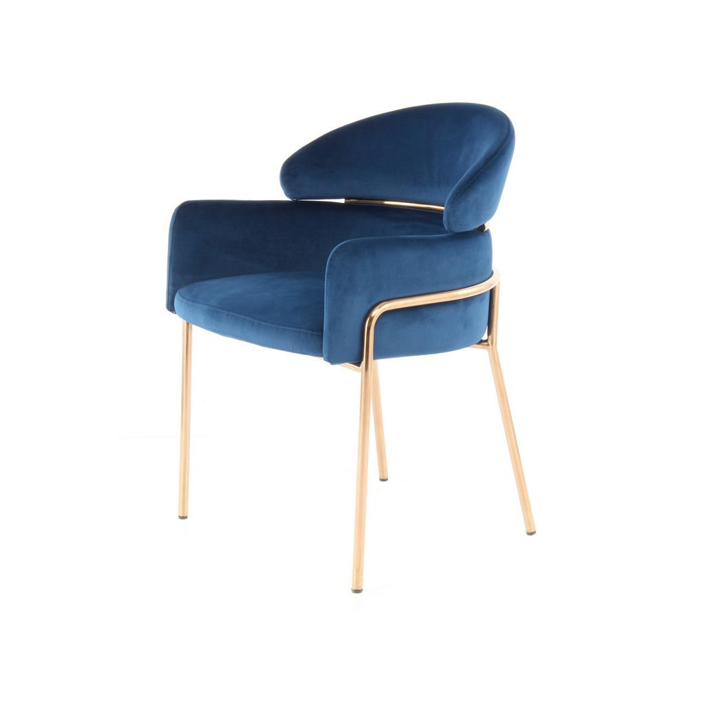 Armlehnstuhl Corey Blau / Roségold Gepolstert