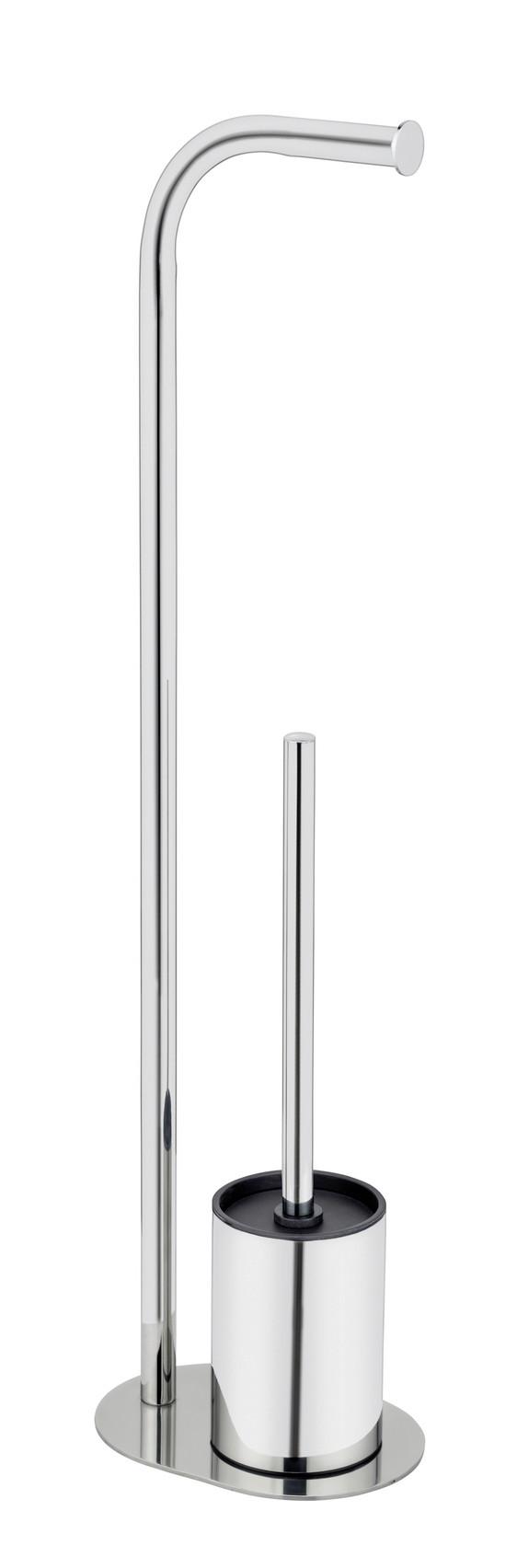 WC-Bürstenkombination Levante Edelstahlfarben B:18cm - Edelstahlfarben, Basics, Kunststoff/Metall (18/63/13cm) - Wenko