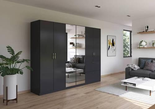 Drehtürenschrank Padua Grau B: 271 Cm - Grau, MODERN, Holzwerkstoff (271/210/54cm) - Rauch Möbel