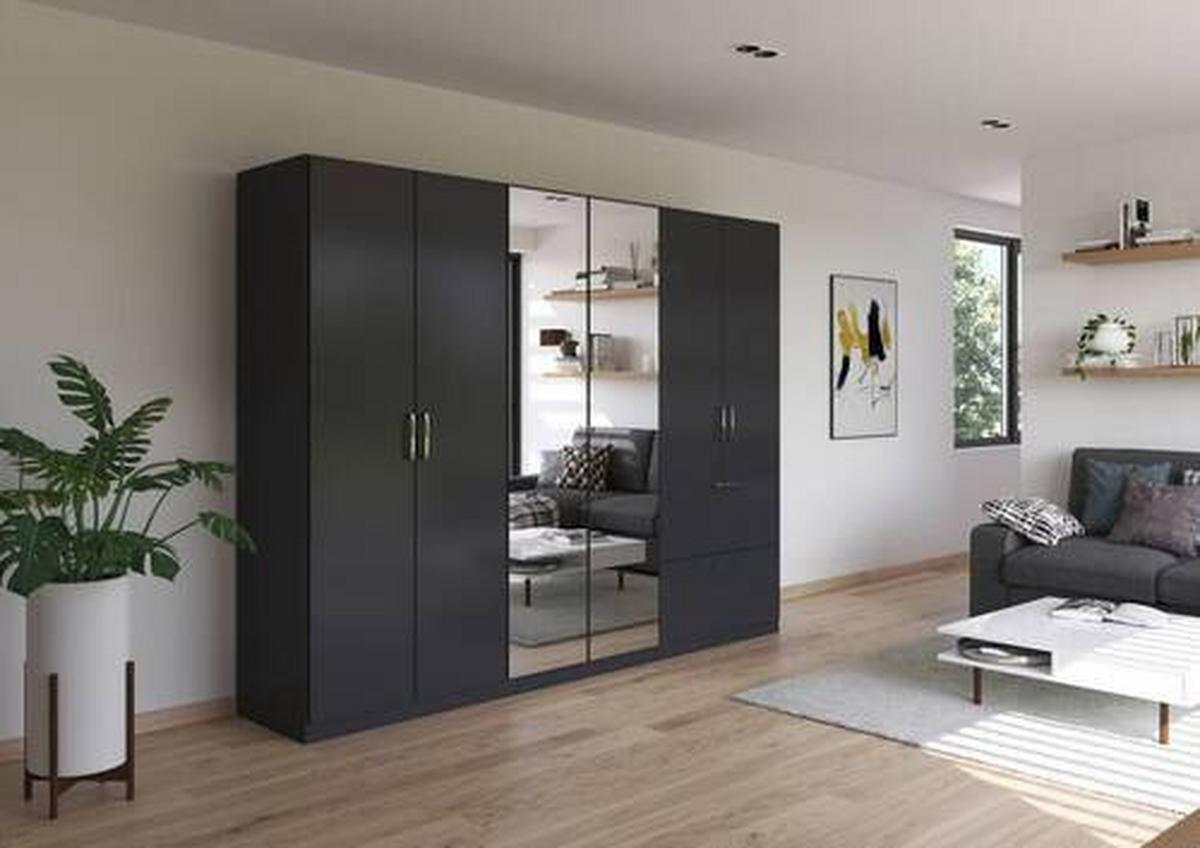 Drehtürenschrank Padua Grau B: 271 cm - Grau, MODERN, Holzwerkstoff (271/210/54cm) - Rauch Möbel