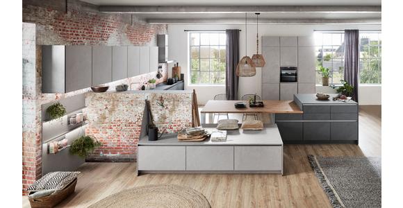 Einbauküche Ston Frei Planbar Modern, Grifflos - Eichefarben/Anthrazit, MODERN, Holzwerkstoff - Vertico