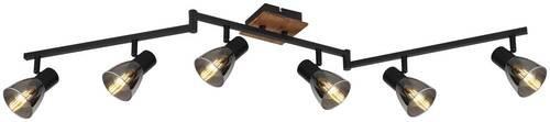 Strahler 6-Flammig verstellbar L: 117 cm - Dunkelbraun/Schwarz, Basics, Glas/Holz (117/11/21cm) - Globo