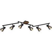 Strahler 6-flammig Verstellbar L: 117 Cm - Dunkelbraun/Schwarz, Basics, Glas/Holz (117/11/21cm) - Globo
