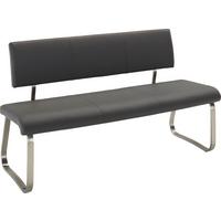 Sitzbank mit Lehne Grau Arco 155x86x59 cm - Edelstahlfarben/Grau, Design, Kunststoff/Metall (155/86/59cm) - Livetastic