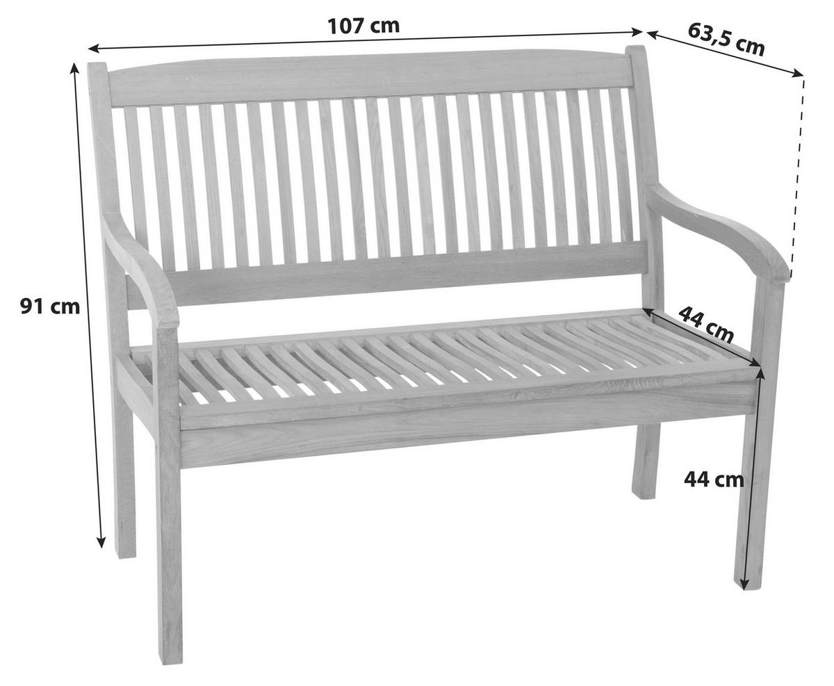 Gartenbank Eukalyptusholz 2-Sitzer Maracaibo - Naturfarben, KONVENTIONELL, Holz (107/91/63,5cm) - Gardenson