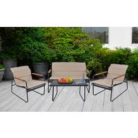Loungegarnitur Lexila 4-Teilig Creme - Creme/Schwarz, MODERN, Glas/Kunststoff - MID.YOU