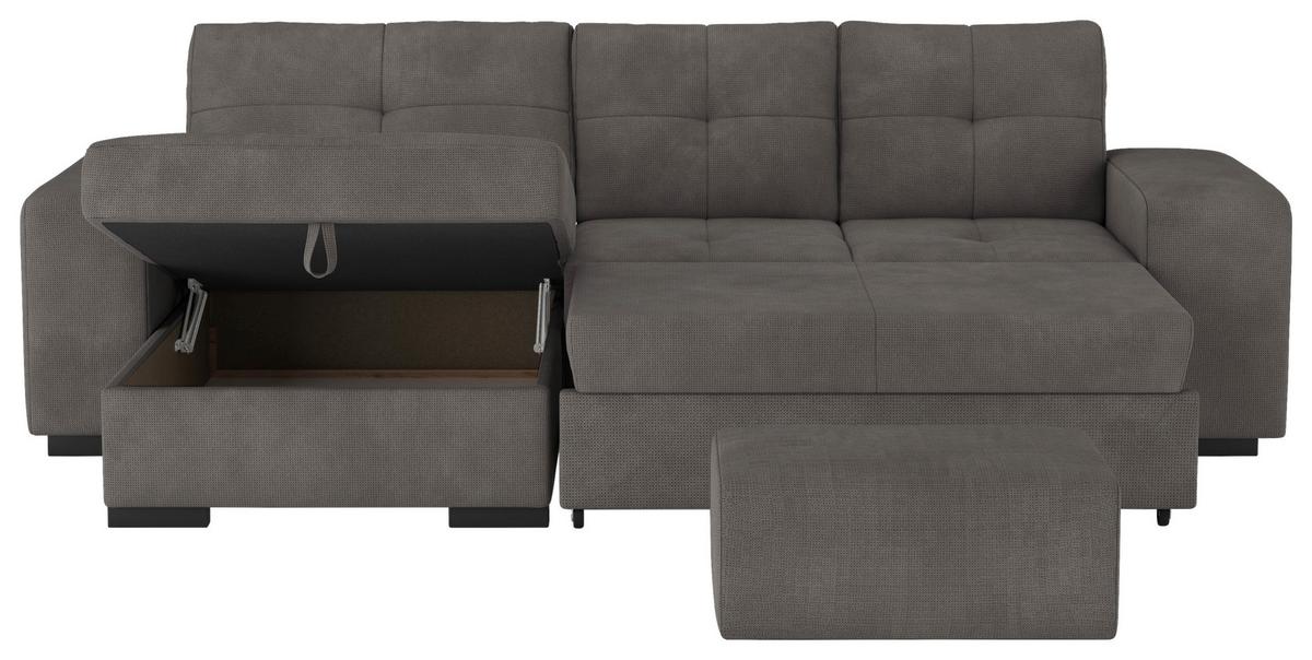 ECKSCHLAFSOFA Mattina D.Grau S: 156x268 cm - Dunkelgrau/Schwarz, MODERN, Textil (156/268cm) - MID.YOU