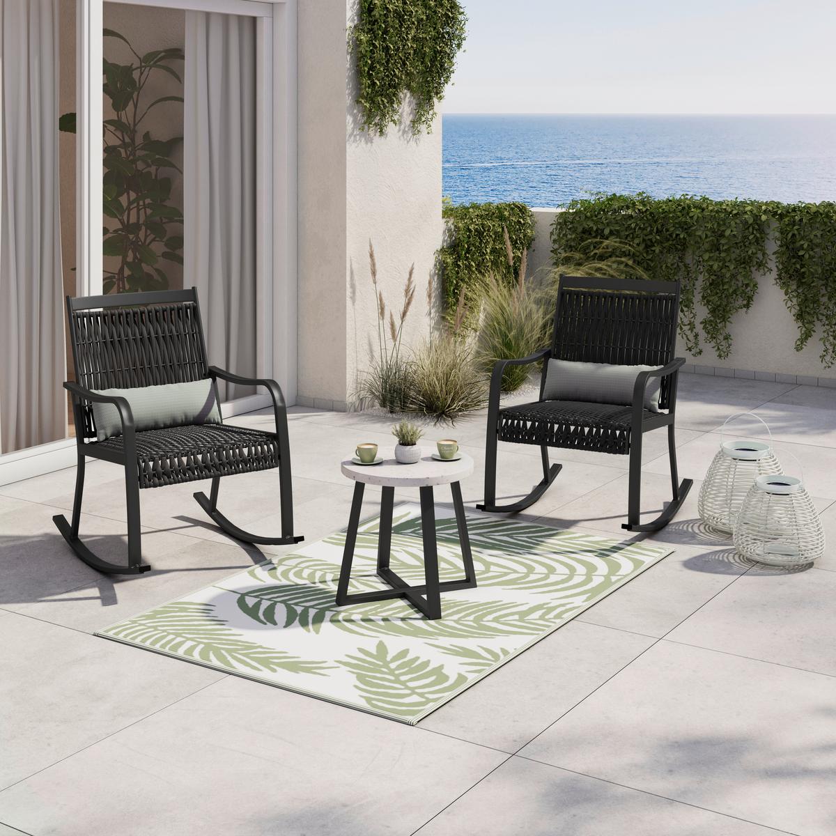 BALKÓNOVÁ ZOSTAVA MATHILDA - čierna/biela, Modern, kov/textil - Bessagi Garden