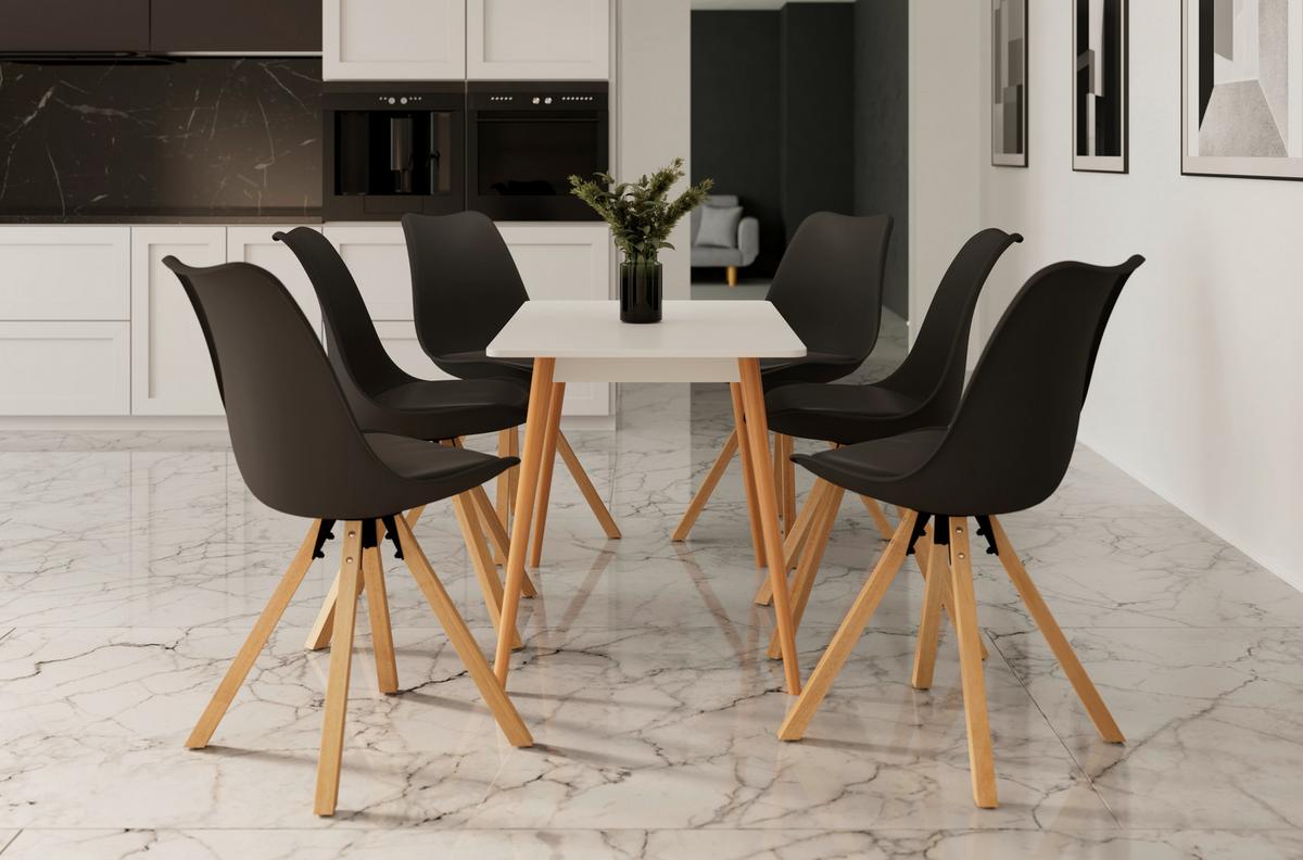 STOLIČKA LILLY 2 -TOP- - čierna/prírodná farba, Modern, drevo/textil (48,5/84/55cm) - Based