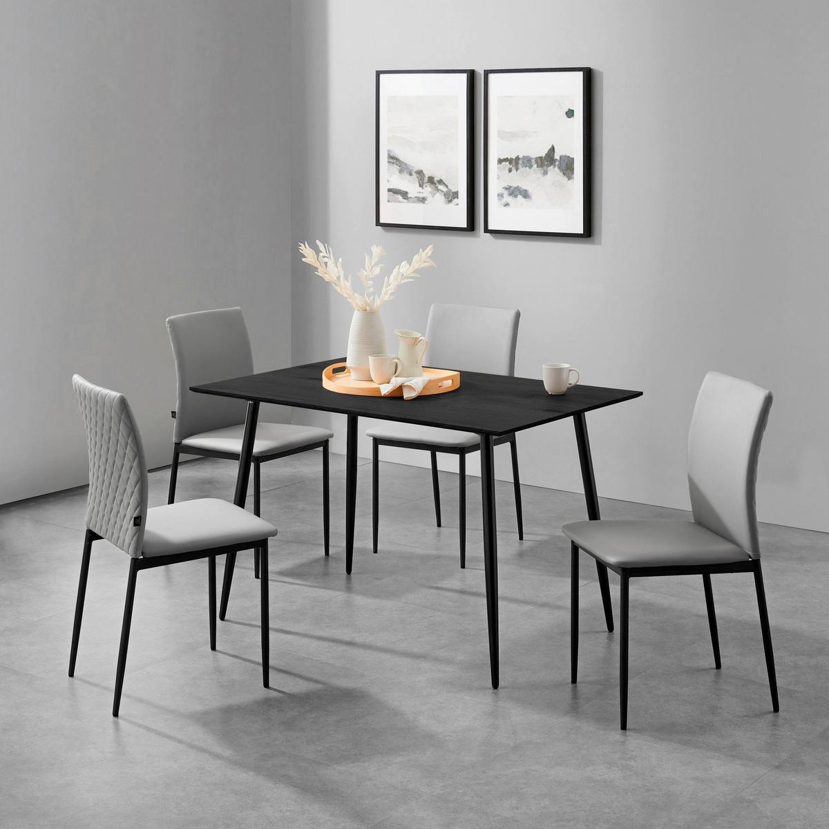 Stuhl-Set Pavia Anthrazit B: 44cm 4--Teilig - Anthrazit/Schwarz, Design, Textil/Metall (44/88/51cm) - MID.YOU