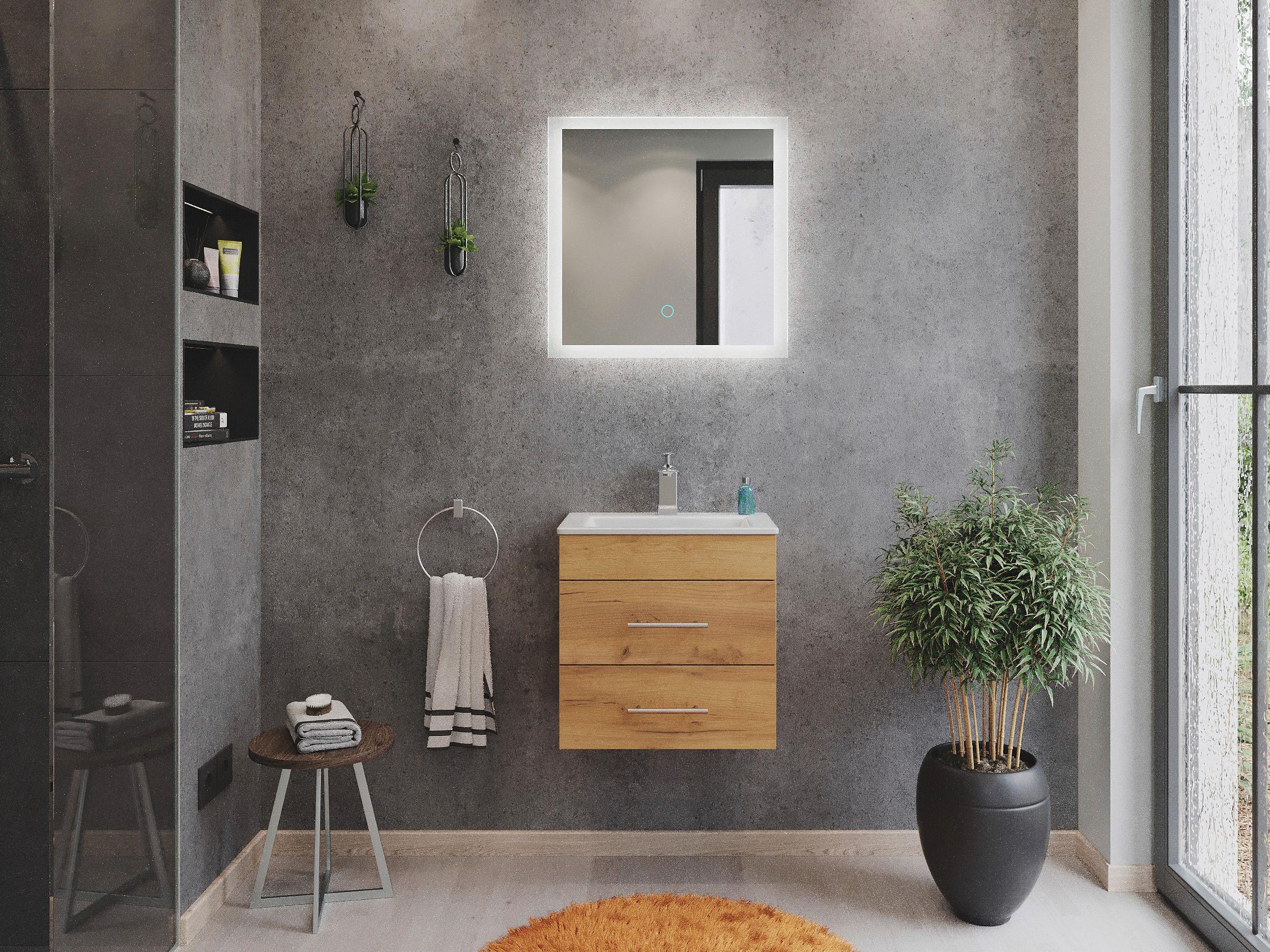 Badezimmer Portus Eiche Dekor B: 50 cm - Eichefarben/Weiß, MODERN, Holzwerkstoff (50cm) - MID.YOU