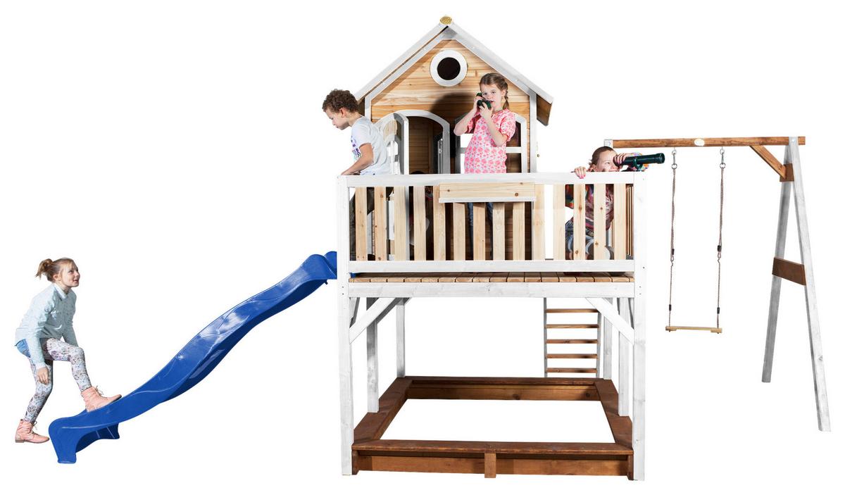 Spielturm A030.152.31 - Blau/Braun, KONVENTIONELL, Holz/Kunststoff (541/291/277cm) - Ambia Garden