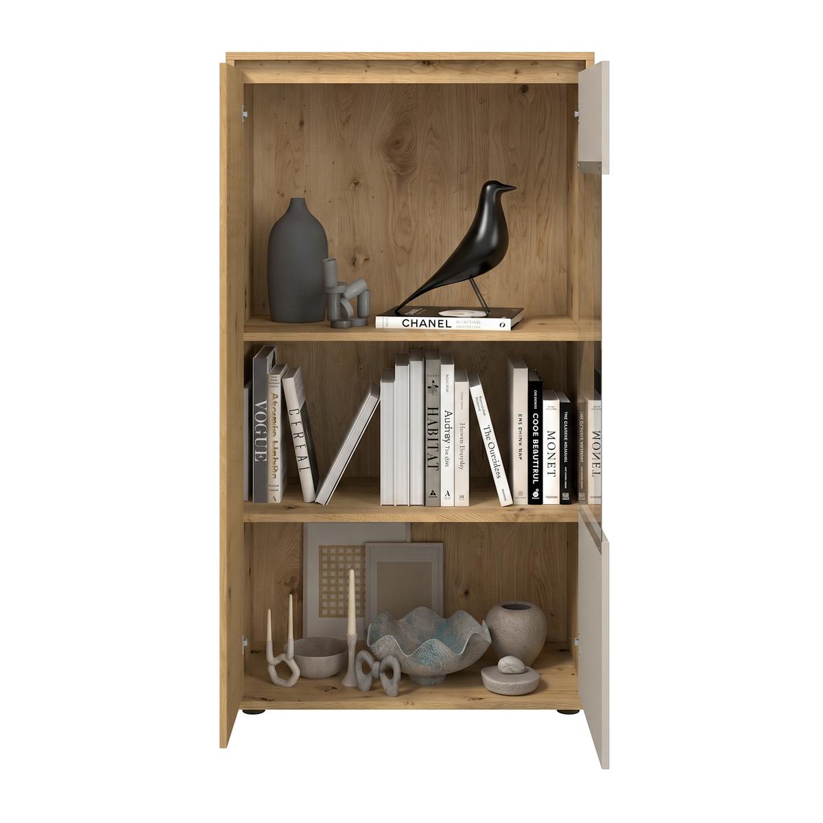 Wohnwand Caneva Eiche Artisan/Kaschmir B:267cm - Kaschmir/Eiche Artisan, MODERN, Glas/Holzwerkstoff (267,5/135/40cm) - Modern Living
