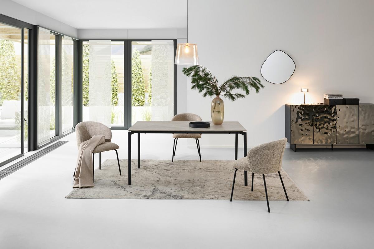 Esstisch Lean Mdf Grau, B: 160 Cm - Schwarz/Grau, KONVENTIONELL, Holzwerkstoff/Metall (160/90/76cm) - P & B