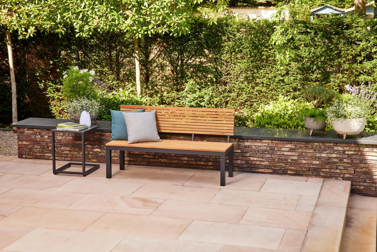 Gartenbank Holz N86393 2-Sitzer - Anthrazit/Robinienfarben, KONVENTIONELL, Holz/Metall (146/84/57,5cm) - Siena Garden