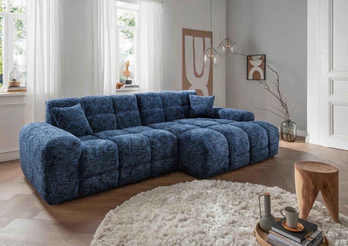 Ecksofa Bosco, Blau S: 301x152 cm - Blau/Schwarz, MODERN, Textil (301/152cm) - Livetastic