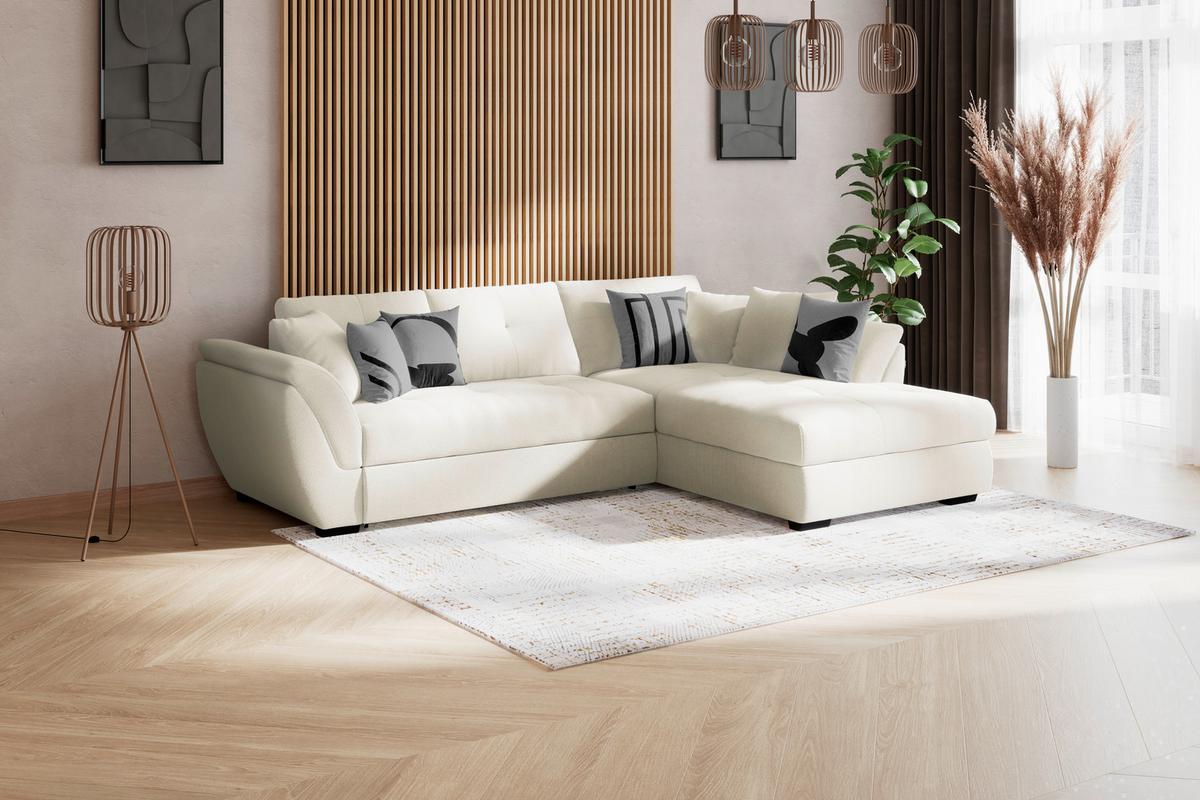 Rohová sedačka BERISSO, pravá, sivá tk. VINCI - čierna/sivá, Konventionell, textil (278/187cm) - Ondega