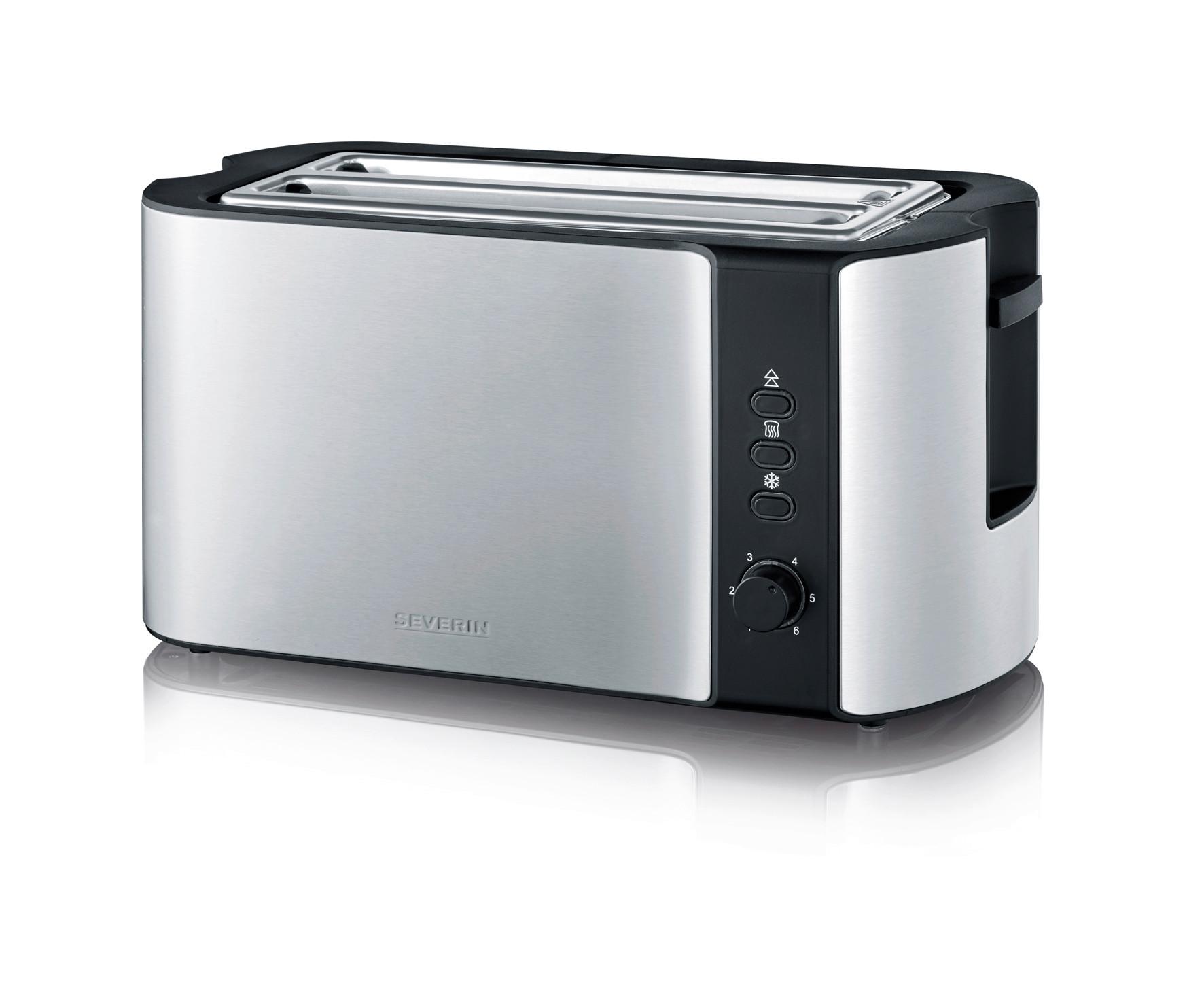 Toaster At 2590 Mit Brötchenaufsatz + Auftaufunkt. - Edelstahlfarben/Schwarz, Kunststoff/Metall (38/16,5/19cm) - Severin