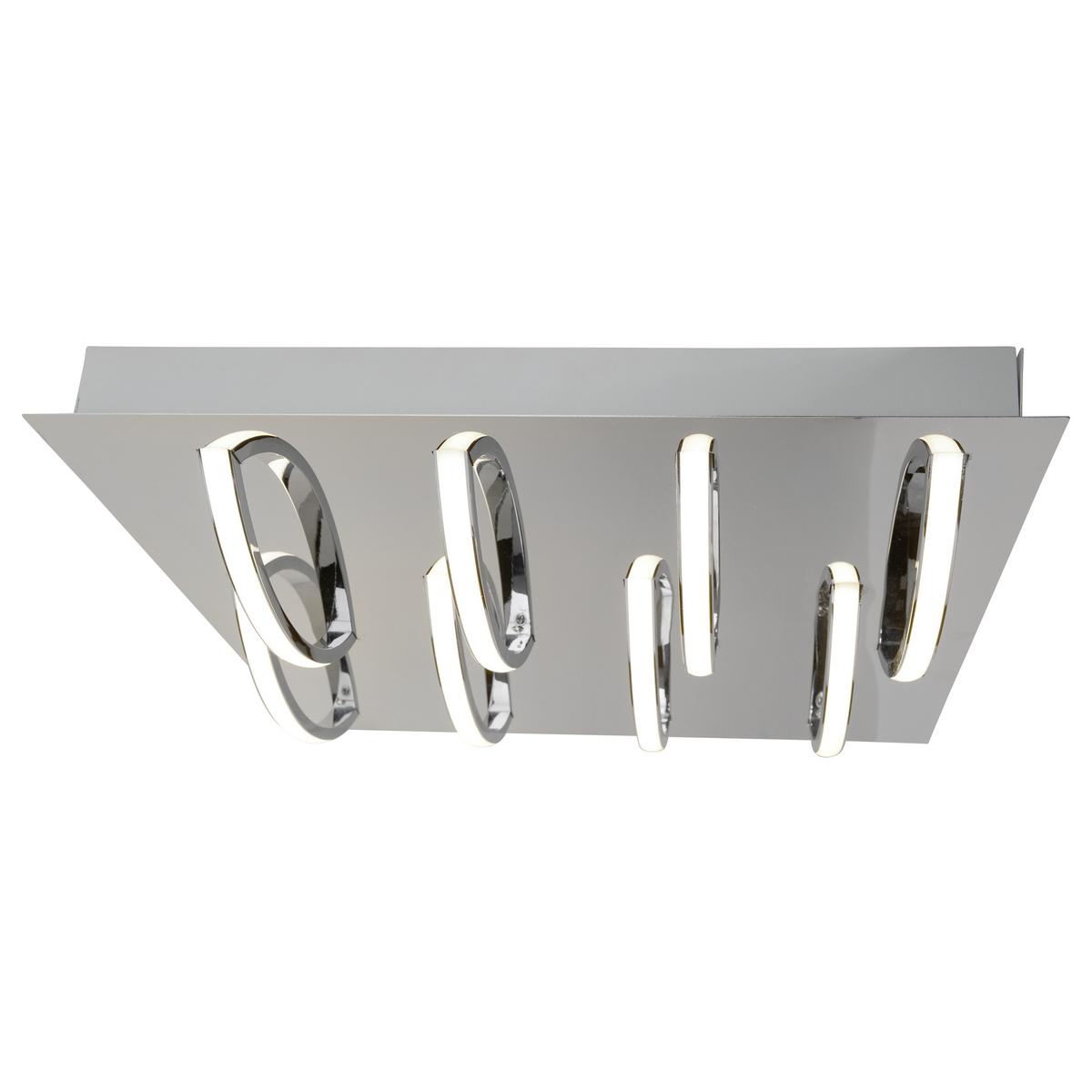 LED-Deckenleuchte Mancheste L: 41 cm dimmbar - Chromfarben/Opal, Basics, Kunststoff/Metall (41/41/8,5cm) - Näve