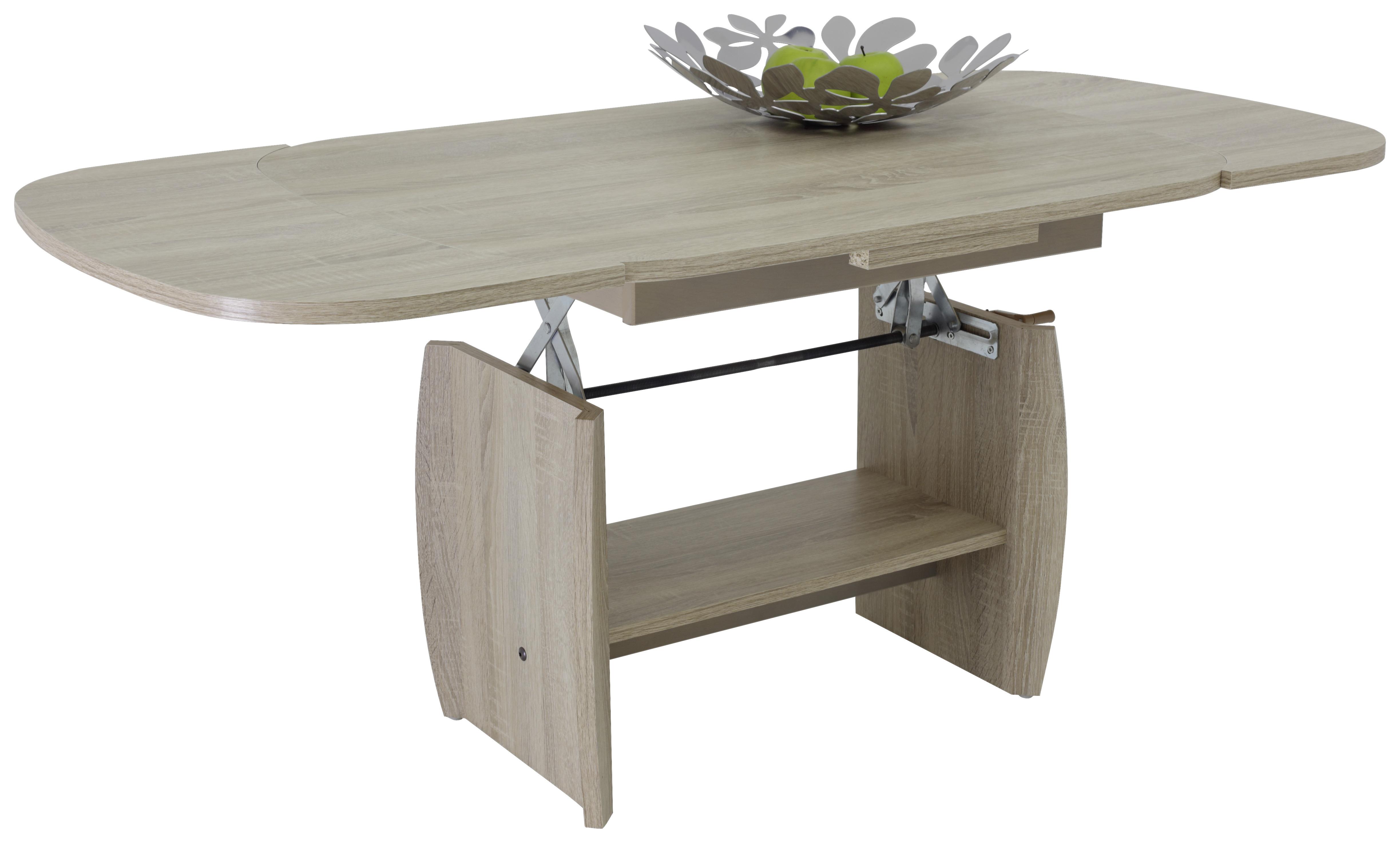 Couchtische Höhenverstellbar + Ablagefach Michael, Eichefarbe - Sonoma Eiche, Basics, Holzwerkstoff (90 - 142/52 - 62/68cm) - MID.YOU
