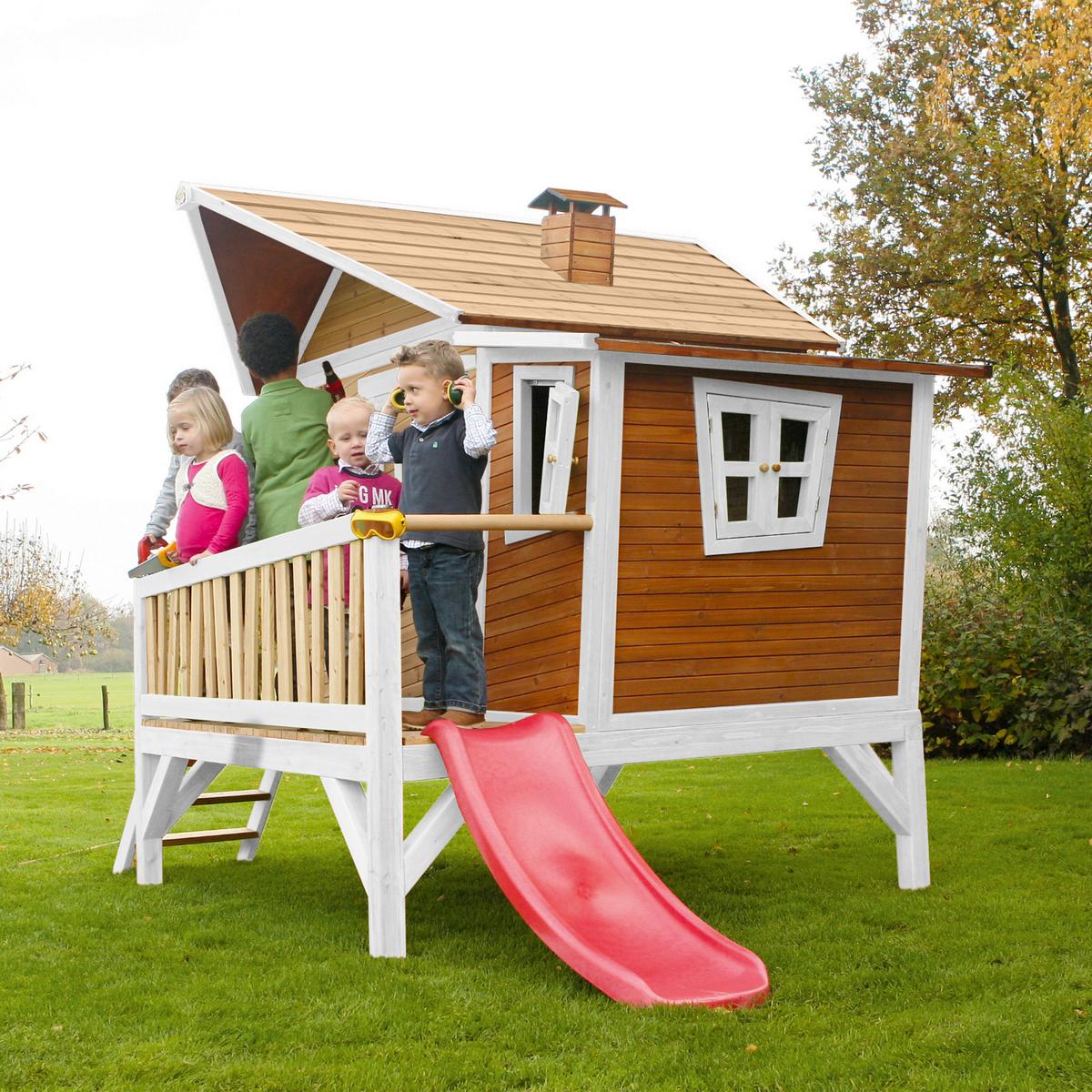 Spielhaus A030.108.21 - Rot/Hellgrün, KONVENTIONELL, Holz/Kunststoff (123/12,8/152cm) - Ambia Garden
