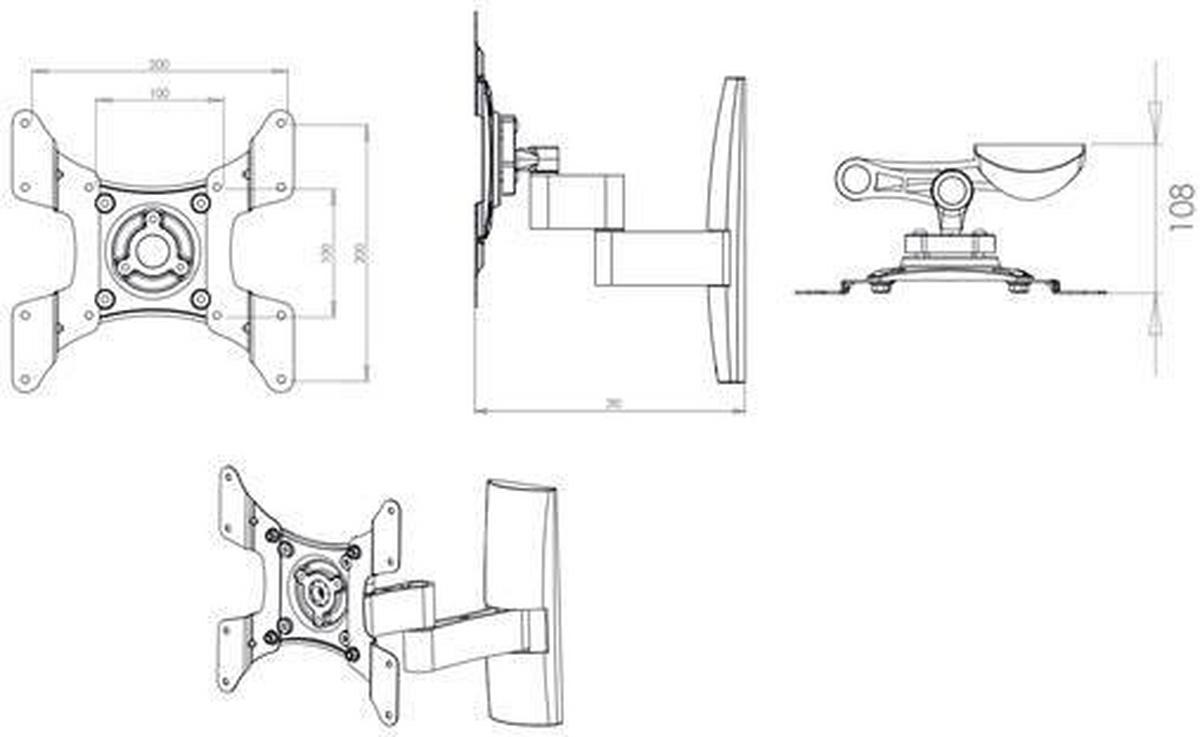 TV-Wandhalterung Bis 37“ Dreh- U. ausziehbar Ts1 Max. 15 Kg - Schwarz, KONVENTIONELL, Metall (20/23/29cm) - MID.YOU