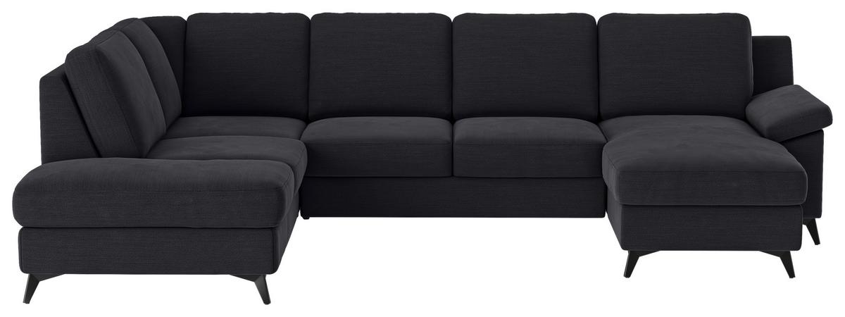 Wohnlandschaft Boom, Dunkelblau 204x309x156cm - Schwarz/Dunkelblau, KONVENTIONELL, Textil (204/309/156cm) - Cotta