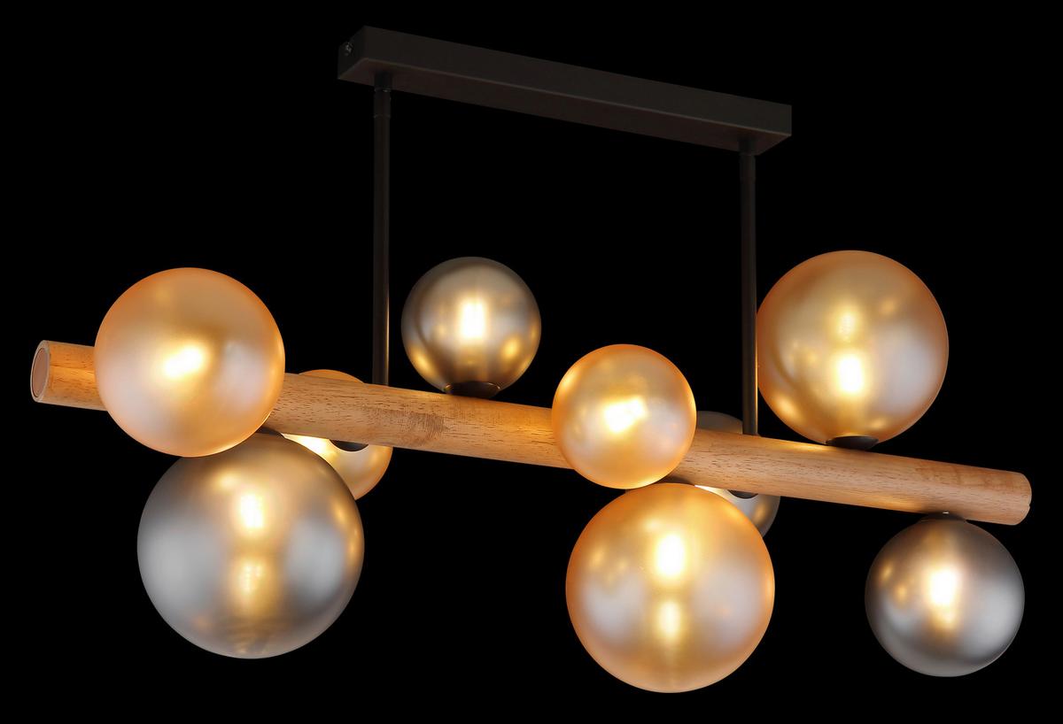 DECKENLEUCHTE Exkl. 9xG9 5W - Dunkelbraun/Schwarz, Basics, Glas/Holz (78/29/45cm) - Globo