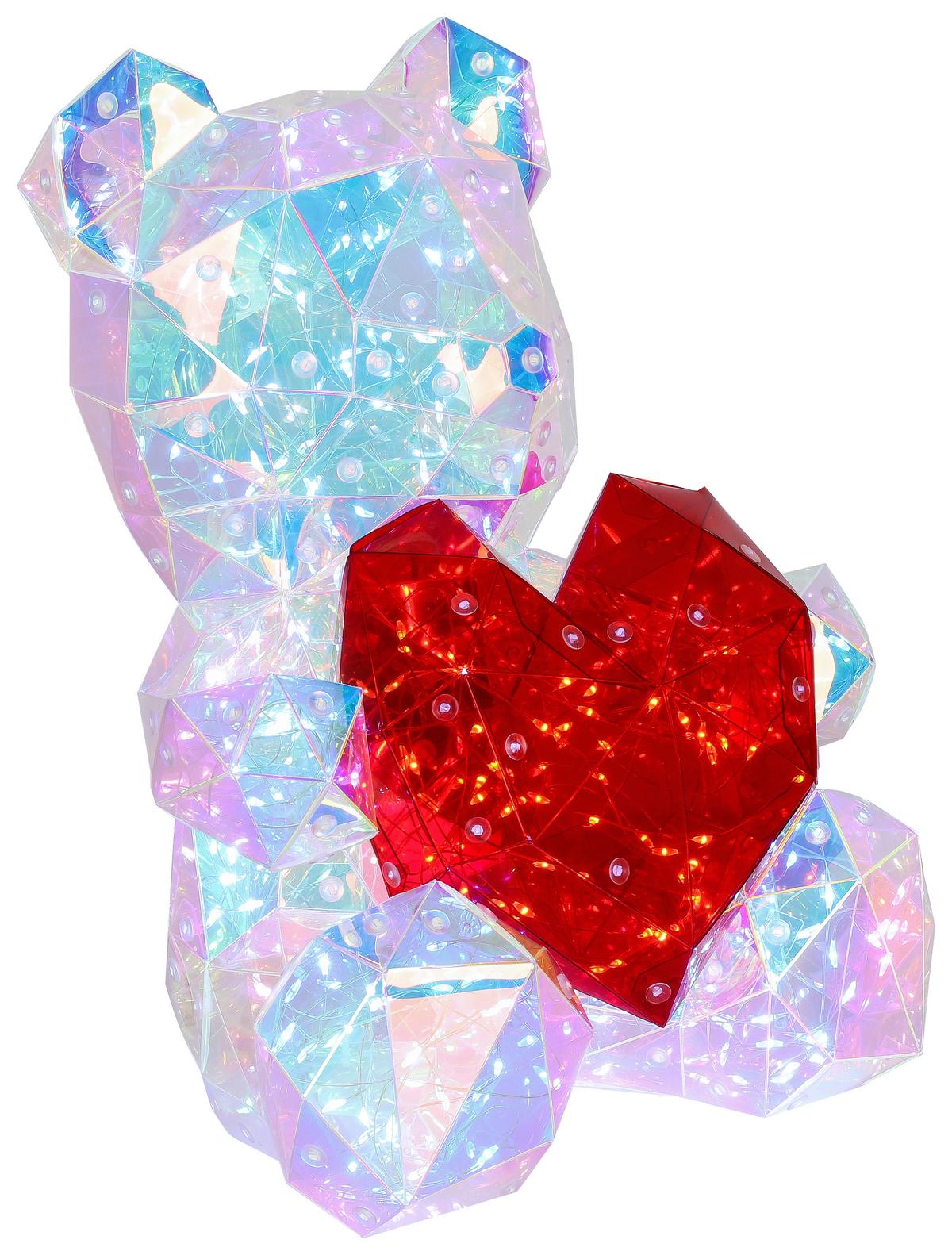 LED-Dekoleuchte Teddy Multicolor - Transparent/Rot, MODERN, Kunststoff (23/19/30cm) - BUNINO