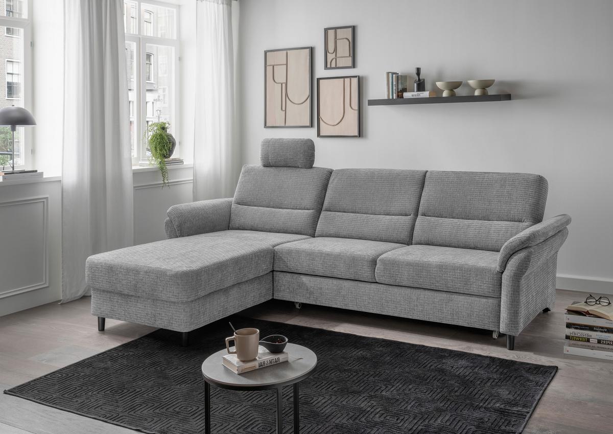 Ecksofa Cavoli, Grau S: 176x279 cm - Schwarz/Grau, MODERN, Textil (176/279cm) - Livetastic