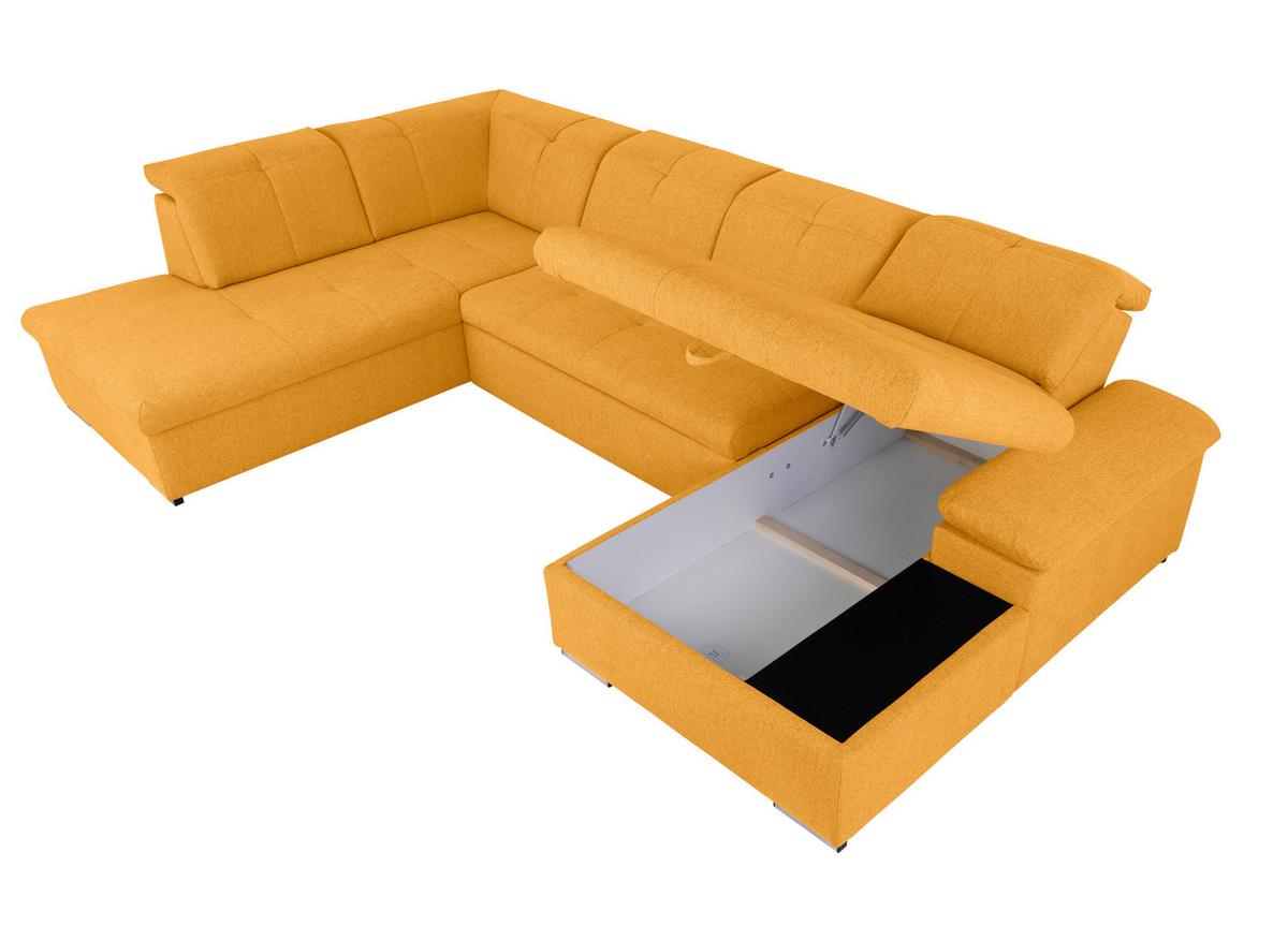 Wohnlandschaft Ramzes Gelb U: 215x328x173 cm - Beige/Gelb, Design, Textil (215/328/173cm) - MID.YOU