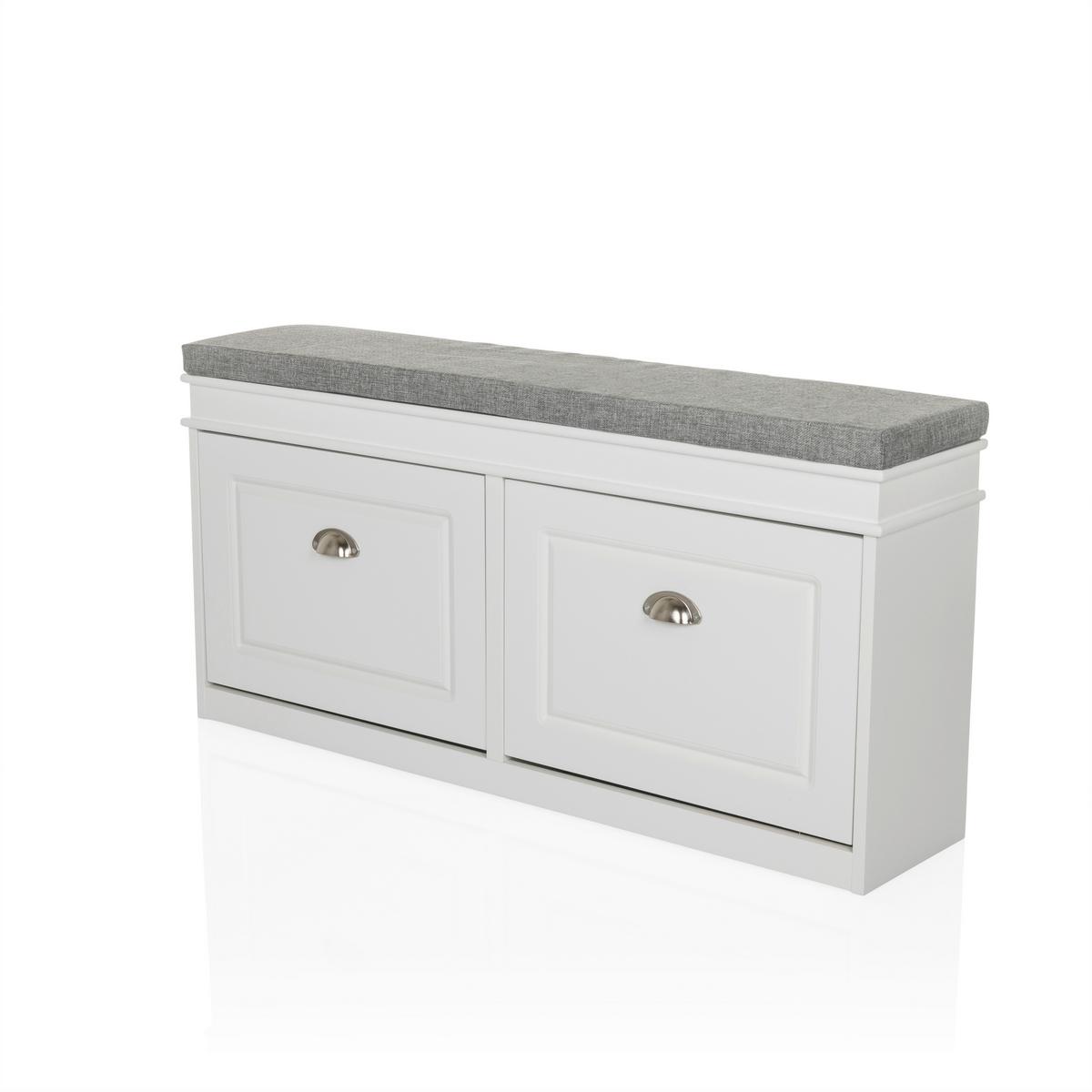 Schuhschrank Estha Grau, Weiß B: 104cm - Weiß/Grau, MODERN, Holzwerkstoff (104/52/24cm) - MID.YOU