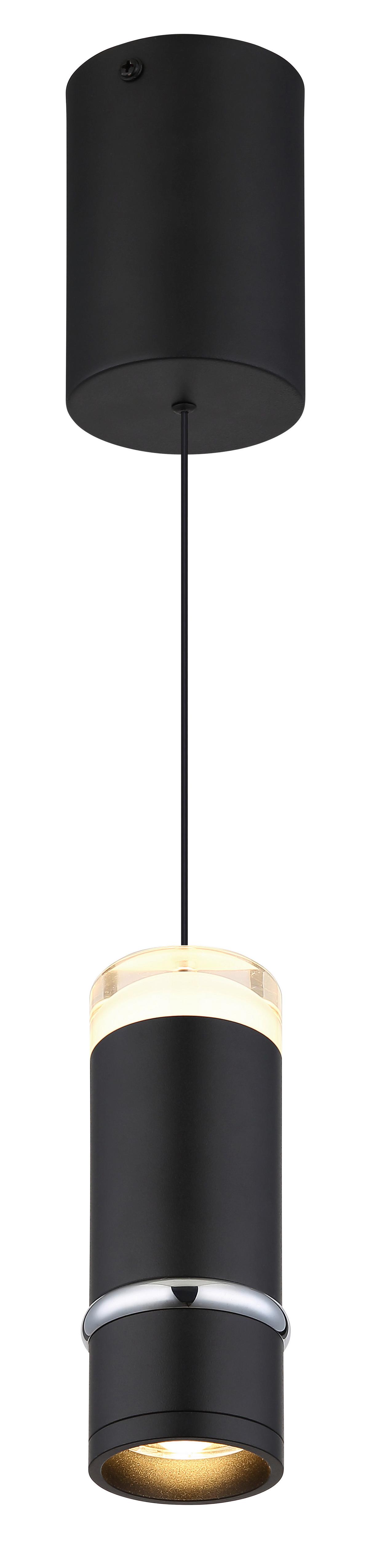 Led-hängeleuchte Alvarado Schwarz D: 7,5 Cm - Schwarz, Design, Kunststoff/Metall (7,5/180cm) - Globo