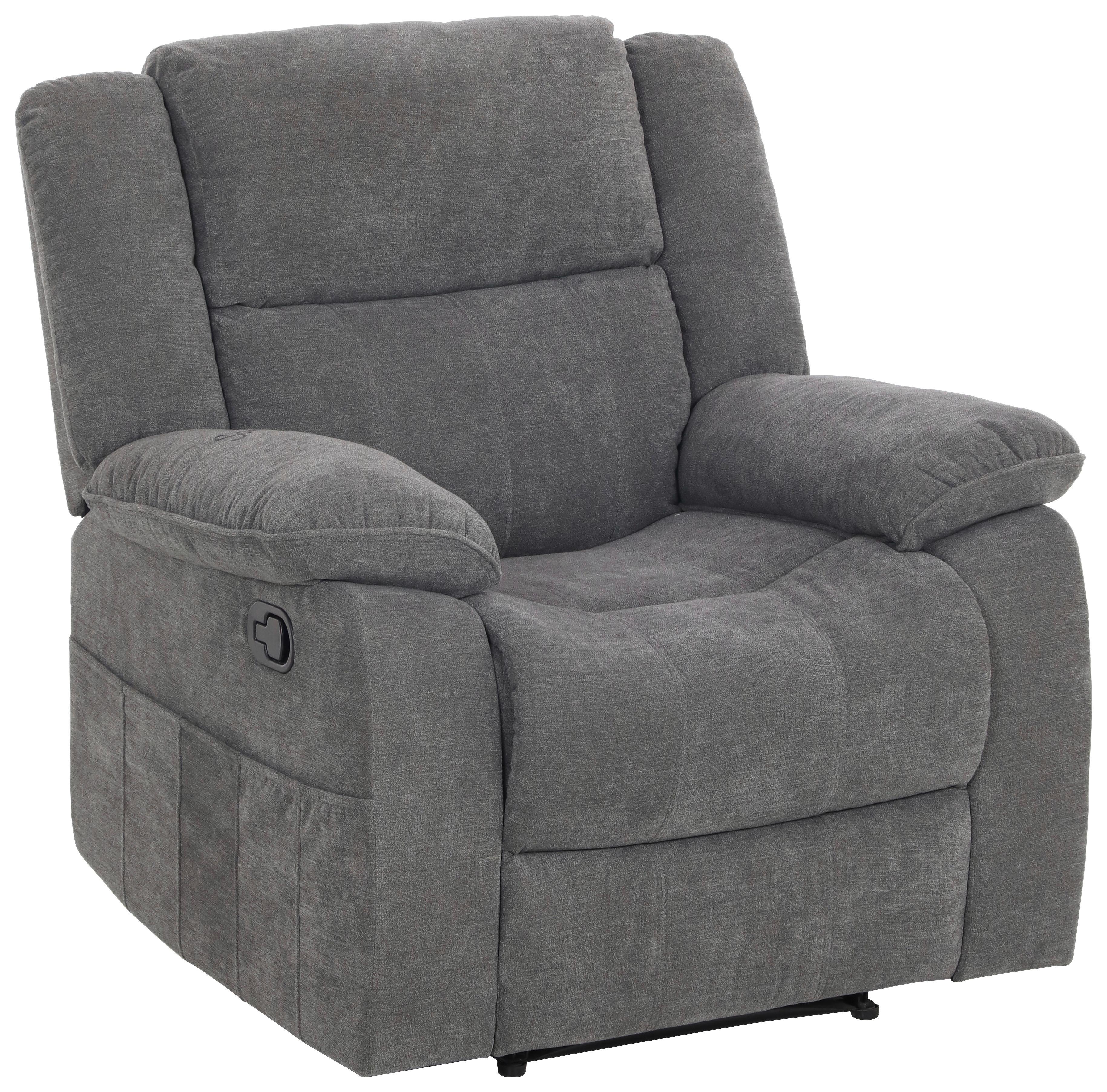 Fernsehsessel + Relaxfunktion Chester Grau B: 94 cm - Schwarz/Grau, Basics, Textil (94/101/90cm) - P & B