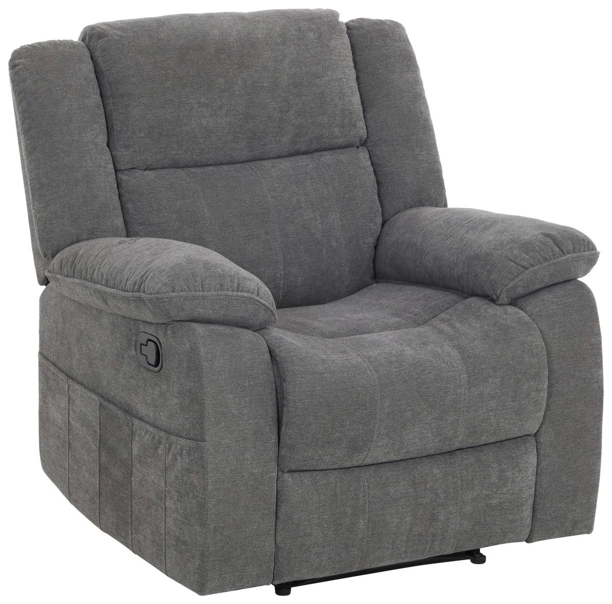 Fernsehsessel + Relaxfunktion Chester Grau B: 94 Cm - Schwarz/Grau, Basics, Textil (94/101/90cm) - P & B