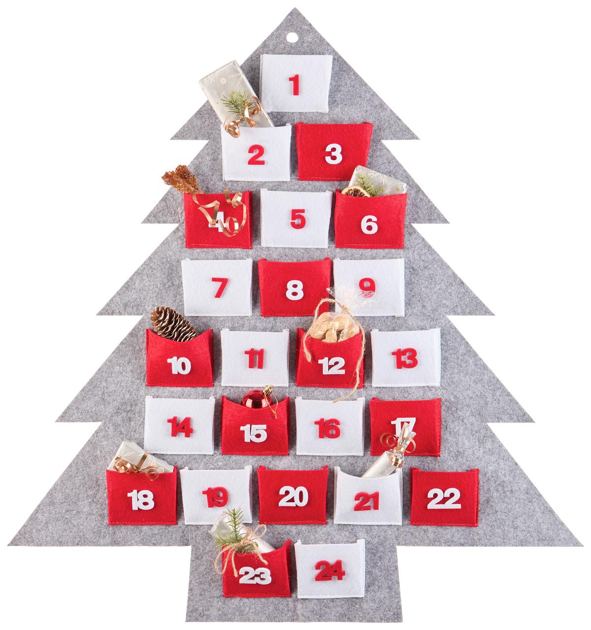 ADVENTSKALENDER VORFREUDE - Rot/Weiß, ROMANTIK / LANDHAUS, Textil (68/73cm) - James Wood