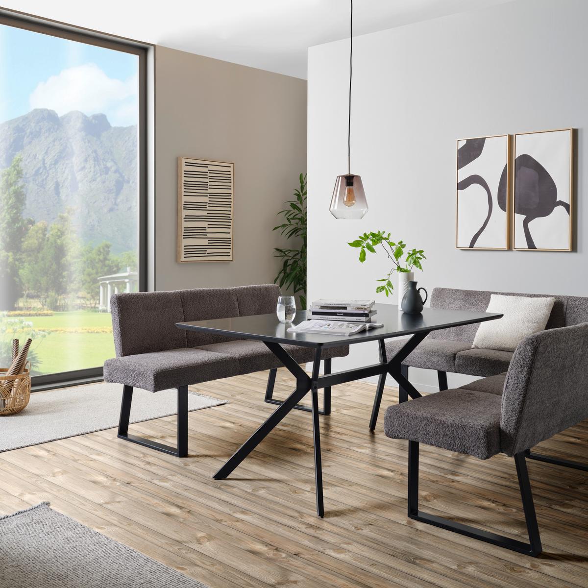 Sitzbank Grau Tampa 166x82x61 Cm - Schwarz/Grau, MODERN, Textil/Metall (166/82/61cm) - MID.YOU